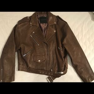 Club Monaco Collection Brown Leather Moto Jacket